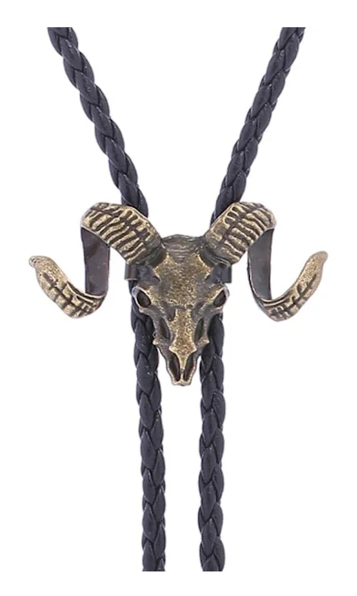 Vintage Bolo Tie för män - Cow Skull Design Cowboy Tie - Svart L