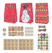 24 Set Jul Adventskalender Påsar 24 Dagar Gör-det-själv Nedräkningskalender Julpåsar Presentpåsar Jul