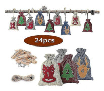 24 dagar Jul Adventskalender Påsar Adventskalender Presentpåsar Gör-det-själv Set Pappersklistermärken Juldekor Calendario De