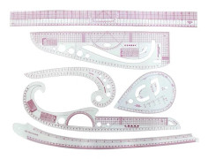 Sömnadslinjal, Design, Utjämningslinjal, Skär- och filningslinjal, Kurvlinjal (Sexdelars set)