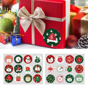 1-24 Nummer Jul Adventskalender Dekorationer Bakning Klistermärken Jul Nedräknings Klistermärken för Kuvert Presentpåsar[CO]