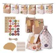 24 dagar Jul Adventskalender Påsar Adventskalender Presentpåsar DIY Set Pappersklistermärken Juldekor Ankomsts schema