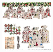24 Julklappspåsar i Filt, 24 Fyllbara Adventskalenderpåsar, DIY Julklappspåsar, Adventskalender Hantverksset, Fyllbar Kalender i Tyg