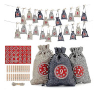 24 Fyllbara Adventskalender Tyg Påse Adventskalender För Män Kvinnor Barn Med 1-24 Stycken Klistermärken Julgåvor Påsar