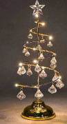 Jul Kristallgran Ljus 33 cm Bordsjulgransdekoration Julgranslampa med LED och Kristallhänge Jul (Guld)【PL】