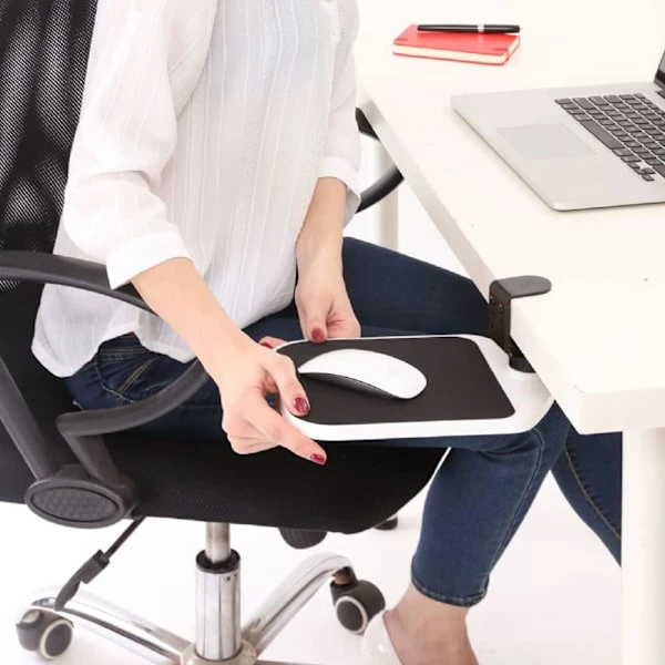 Mouse Pad for Desk with 360° Rotating Clip-On Platform, Keyboard Tray [JUN]