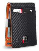 Mäns Im-plånbok Stor Kapacitet 12 Ot Rfid Blocking Carbon Fiber Black + Orange