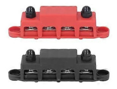 NY-2 st Bussbarsplint 48V 250A Kraftig Modul Strömfördelning DC Box 4 Positioner M10 för Husbil Marin Röd Svart