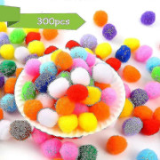 300 st blandade pompombollar, 2,5 cm, pysselpompombollar, färgglada pompombollar för kreativ gör-det-själv-pysseldekoration, barnpysselprojekt