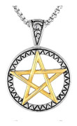 35MM Vintage Rostfritt Stål Pentakel Pentagram Hänge Herr Häxskydd Stjärna Amulett Halsband 2