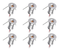Mini Downlight DC12V 1W 3000K 9-pack Silver, Used for indoor lighting in wardrobes, cabinet lighting, artwork lighting