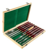 Set med Träknivar-Duoku-8 Delar 7 tum/17 cm-Trähantverktyg för Skulptur på Trärot Möbler Dretorer-Röd