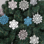 36-pack Silver- och blå snöflingor i plast, juldekorationer