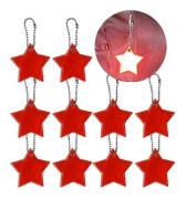 Orange Red10-pack Reflekterande Stjärnnyckelringar för Barns Säkerhet, Ryggsäck & Utrustning - Ljusa Bilnyckelringreflexer