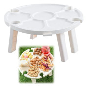 Bärbart Picknickbord 30x16cm Vit Hopfällbart Lättviktigt Kompakt för Utomhus Camping Strand Vin Kompatibelt med Philips