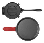 Press för Tortillas i Robusta Gjutjärn-Duoku-Verktyg 20 cm för Chapati-Hållbar Degpress-inklusive 100 Ark Papperspapper