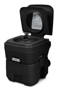 Bärbar Toalett Camping Avtagbara Tankar 20L+10L COSTWAY Ergonomiskt Handtag-Tätning Enhet Resa,Båt-100KG-Svart