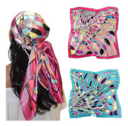 35 Stor Satin Fyrkantig Huvudduk - 2 st Sidenliknande Blommig Huvuddukar Fyrkantiga Satin Hårduk Bandanas För Kvinnor Fiis C-lingling}