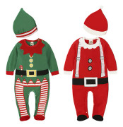 Jultomten Barn Jul Cosplay Kostym i Ett Stycke Röd 90cm