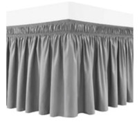 Elastic Bed Skirt with Ruffles, Grey 180*200x38cm