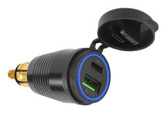Motorcykel DIN-kontakt Vattentät Laddare till QC3.0 USB-laddare & Typ C 30W Power Delivery Adapter Uttag-