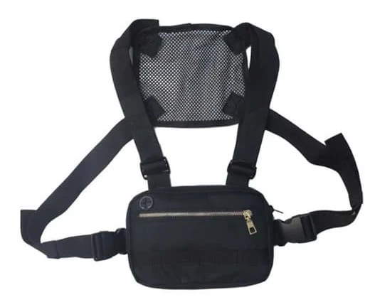 Svart Tactical Utility Vest Bröstväska Street Wear Axelremsväska_qq