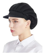 Set med 3 svarta kockhattar med nät, unisex kökshattar för [pl]