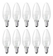 Klar Ljuslampa E14 40W, Dimbar glödlampa, varmvit 2700K, 400LM, Flamglödlampa, E14 Edison skruvlampor, 10-pack