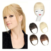 Clip-in lugg med tinningar blond 100% äkta hår lugg Clip-on extensions fransk