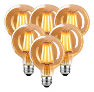 Edison Vintage Glödlampa E27, E27 LED Vintage 4W G80 Retro LED-lampa Varm, för Pendellampa, Bord, Vägglampa, 6-pack