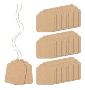500 st Prislappar med Snöre Brun Kraftpapper Presentpåse Etiketter Märkning, 3,5 x 4,5 cm - Perfekt