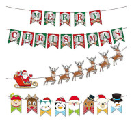 Jultomte och renar juldekorationer, julbanners, julkransar, inomhushängande