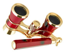 Retro Red Handle Binoculars - 3x Magnification, Portable Opera Glasses for Theater, Concerts, and Travel