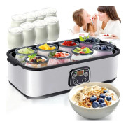 Lollanda Yoghurtmaskin Yoghurtmaskin med Temperaturinställning, Termostat & 48 Timmars Timer, 8 Glas À 180 Ml Vardera för Hem