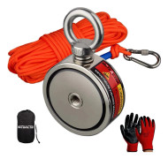 Dubbel-sidig 700lb Neodymium Fiskemagnet, 66ft Nylon Rep, Hög Styrka Kit,250 kg, Tvåsidig rep, magnetisk dragkraft 250KG Two side ROpe 250KG Two side ROpe