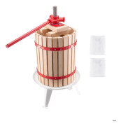 Manuell Fruktpress på 18 Liter - Duoku - Hållbar Trä-korg med 8 Block - Robust Juicer för Äppelmustproduktion