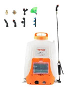 Batteridriven ryggspruta, 4 gallons kapacitet, justerbart tryck upp till 90 PSI, 8 utbytbara munstycken
