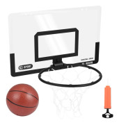 Mini basketkorg, väggmonterat set, vit – för barn & tonåringar, bakplatta, metallring, nylonnät, 3 bollar + pump