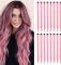 Hair Extensions 60 cm Straight Synthetic Pink Wig Rainbow Party Highlights Women Girls Kids 16 Pieces