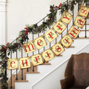 Juldekorationer - Vintage Merry Christmas Banner - Retro Nostalgisk Traditionell Gammaldags Viktoriansk Julhelgsrea Dekor