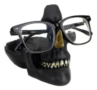 Skalle Glasögonställ, Solglasögon Glasögon Display Rack, Nyckelhållare Resin Skulpturer för Hem, Kontor, Skrivbord, Sängbord (Svart)
