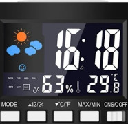 LCD Digital Termometer, Väderstation, Klocka & Alarm, Kalender, Hygrometer, Hemtemperatur & Luftfuktighet