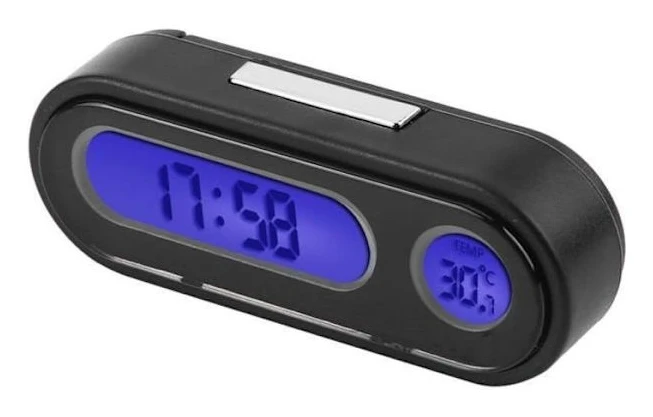 Digital bilklocka - FDIT - 2 i 1 LED-termometer - Svart