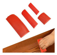 4 Delar Gummi Trämönster Verktyg Gummi Målningsverktyg Kam Faux Trä DIY Imitationsfärg Rullar för Väggdekor Möbler (Röd)