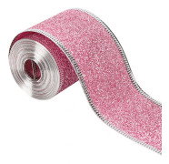 Glitterband, band med metallisk kant, julband för krans, julgransdekoration, presentinslagning, heminredning, 10 yards