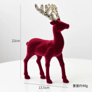 Juldekoration Älg Skrivbordsdekorationer Julgransdekorationer Glitter Vinröd Flockande Hjort Hänge