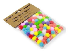 Dekorationer pompoms 1,5cm mixade färger100st