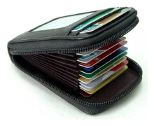 (Svart) Kreditkortshållare - POPSPO - Svart - PU Läder - 11,5 x 7,5 cm - Unisex Black