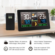 Digital väderstation för inom- och utomhusbruk, termometer, hygrometer, klocka, väderprognos, trådlösa sensorer