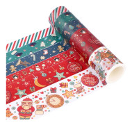 Jul Washi Tape Set 6 Rullar Jul Dekorativ Washi Tejp DIY Självhäftande Presentbord för Juldekorationer, Julkortsförsegling,
